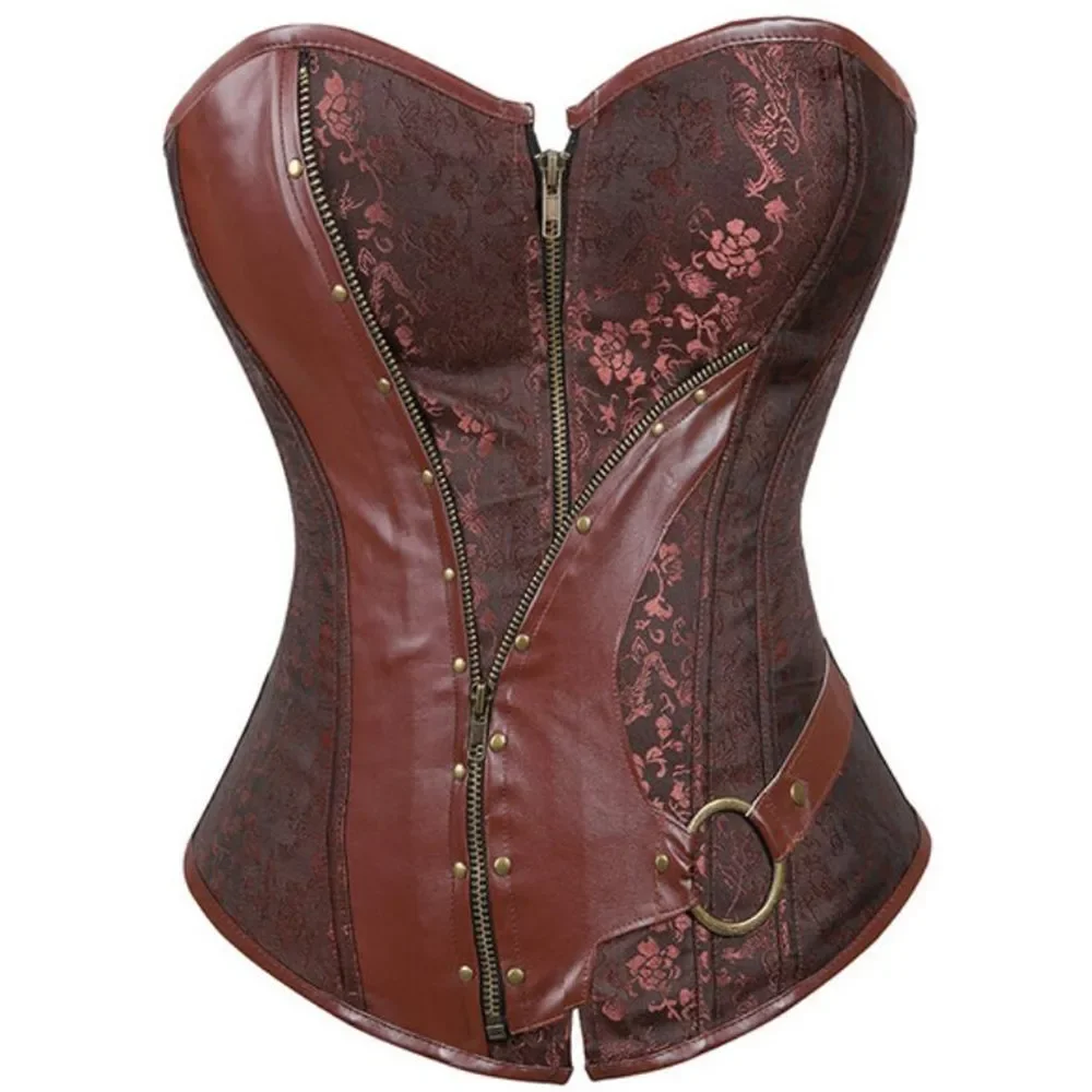 

Plus Size Vintage Leather Corsets Steampunk Bustiers Gothic Jacquard Bustier Corset Push Up Corselet Overbust Burlesque