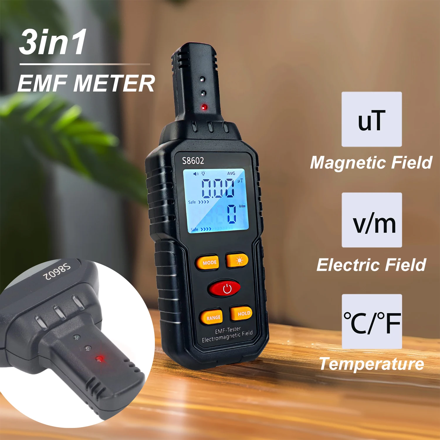 3 in 1 Electromagnetic Radiation Tester Portable Handheld Portable Radio Frequency Field Tester Portable Digital EMF Meter