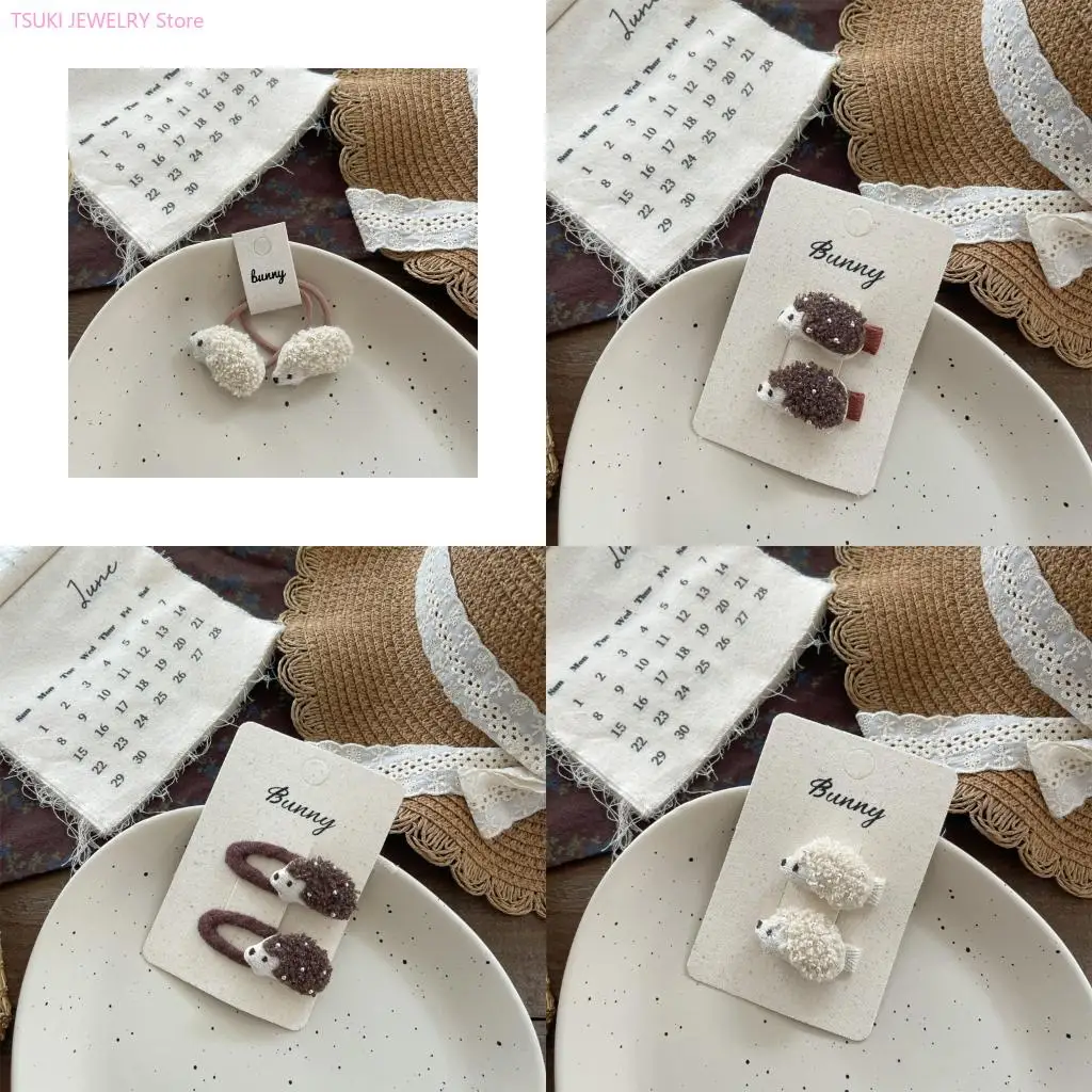 

62KE Girls Hair Clip With Animal Soft Elastic Ties For Daily Hairstyling