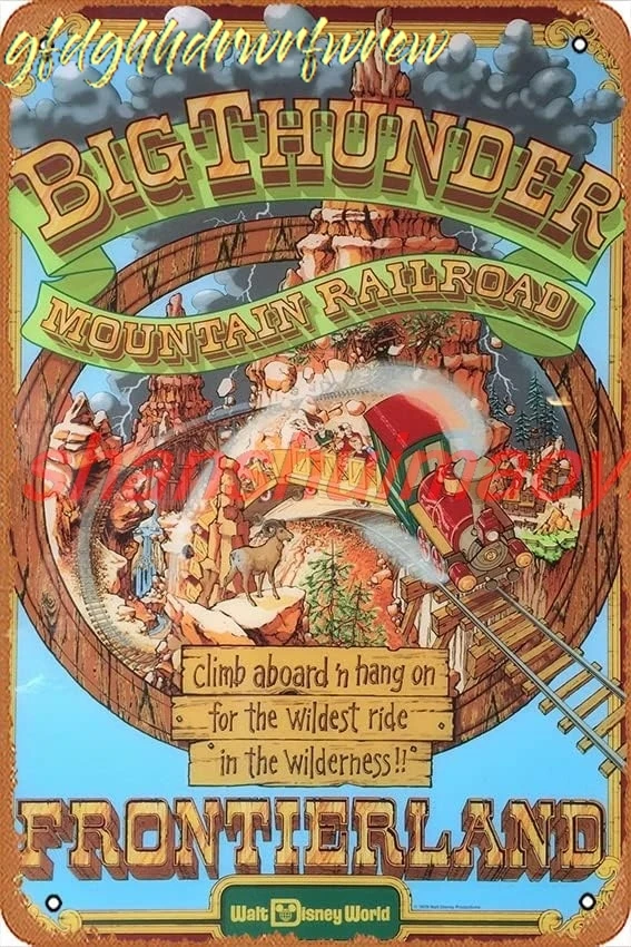 Vintage Travel Art - Big Thunder Mountain Railroad - Poster | Vintage Metal Tin Sign Poster Retro Garage Yard Home Cafe Bar sign