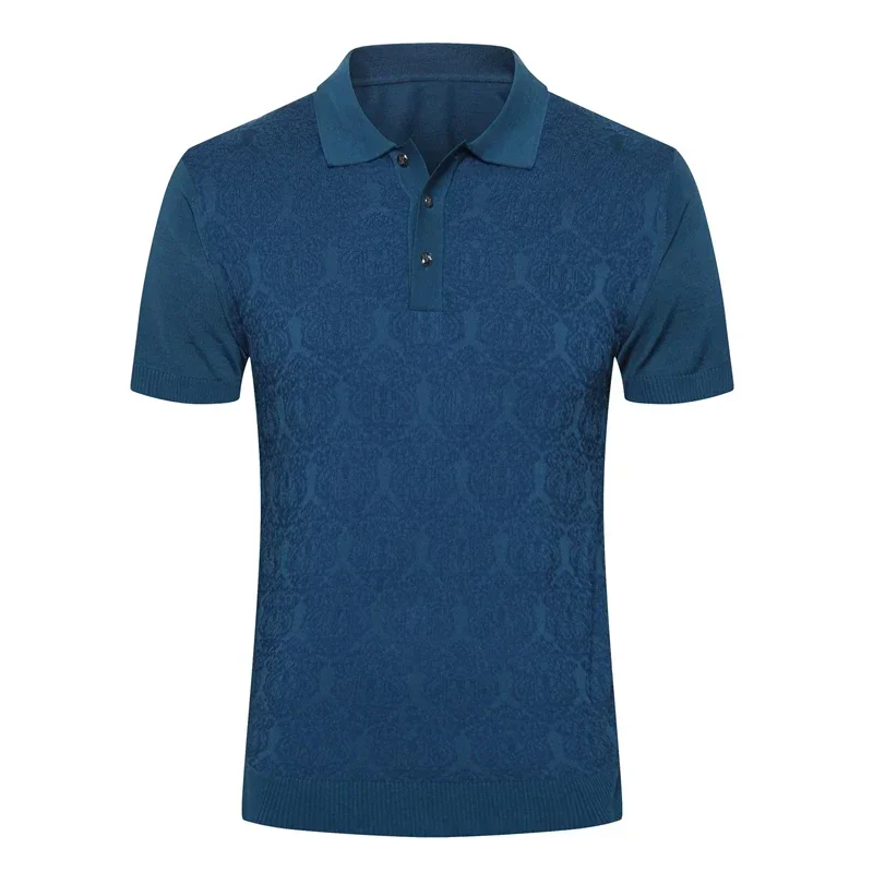 

2024DIKU Shirt silk men 2024 summer new short T-shirt thin embroidery Casual high quality big size M-5XL