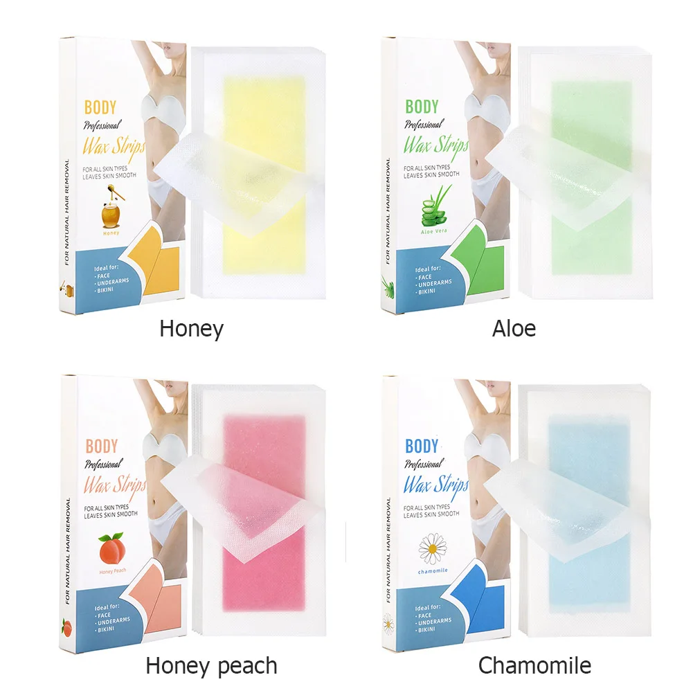 Bande de cire pour épilation, 20 pièces, papier pour visage, jambes, corps, lèvres, lingette autocollante