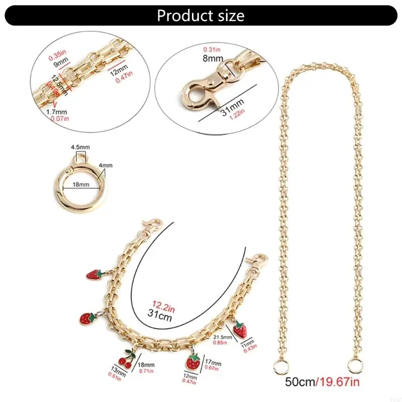 634C Stylish Flower Strawberry Heart Accessory Bag Chain Enhancing Your Handbag