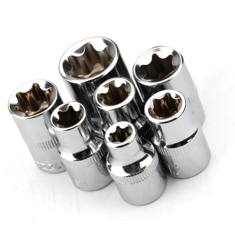 7pcs Set 3/8 Inch Hex Coupling Box 50 # Steel Star E8 / E10 / E11 / E12 / E14 / E16 / E18 Socket Wrench Hand Tools