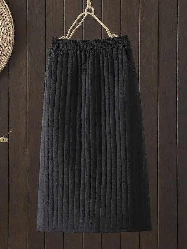 

plus Size Casual Loose Commuter Korean Sle A-Line Midi Skirt Slimming High Waist Versatile Mid-Length f Body Skirt
