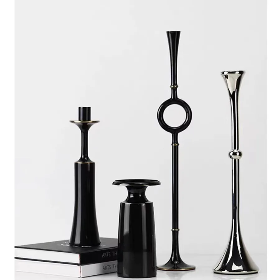 Wedding Candle Holder Unique Tealight Retro Decor Table Candle Holder Stick Romantic Vertical Nordic Black Bougeoir Home Decor