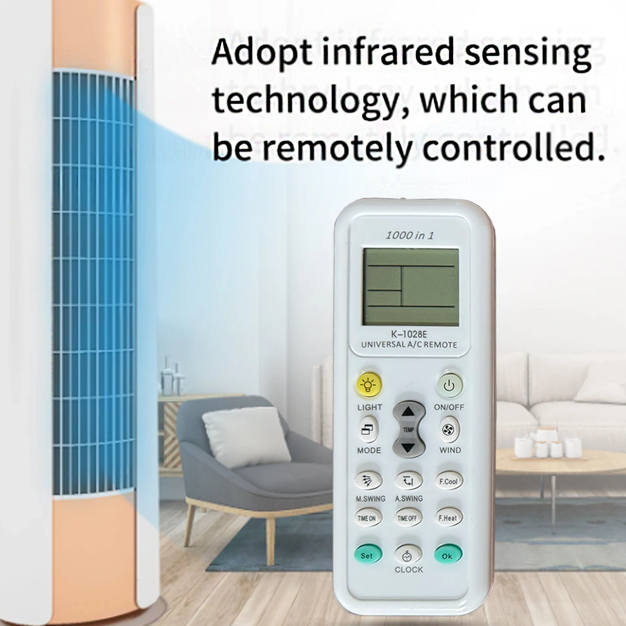 K-1028E Universal Air Conditioner A/C Remote Control,Fit for Haier, Geli,Hitachi, Panasonic, LG, Sharp, Gree, Midea, Bosch, Tosh