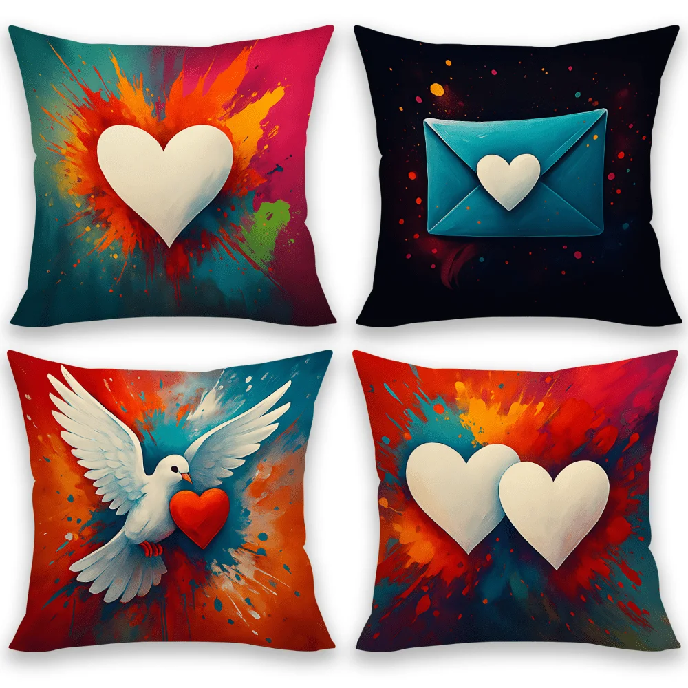 Pigeon and Envelope Pattern digital printing pillow cover Short plush Suitable living rooms bedrooms sofas throw cushion cover