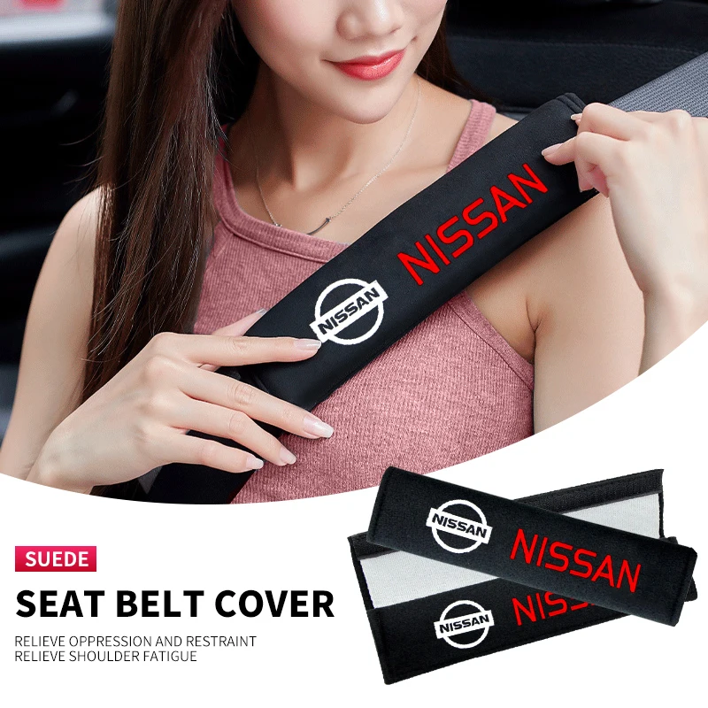 Fashion Car styling Car Seat Belt Covers Cotton Shoulder Pads For Nissan Qashqai X J10 J11 Trail Tiida Juke Teana Pulsar Altima