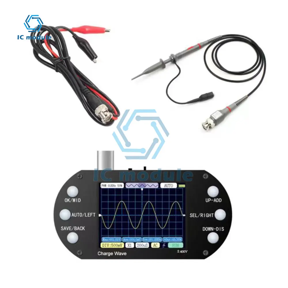 Mini Digital Oscilloscope 2.5Mhz Sampling Rate 200Khz Bandwidth Support AUTO 80Khz Portable Oscilloscope for Electronic DIY