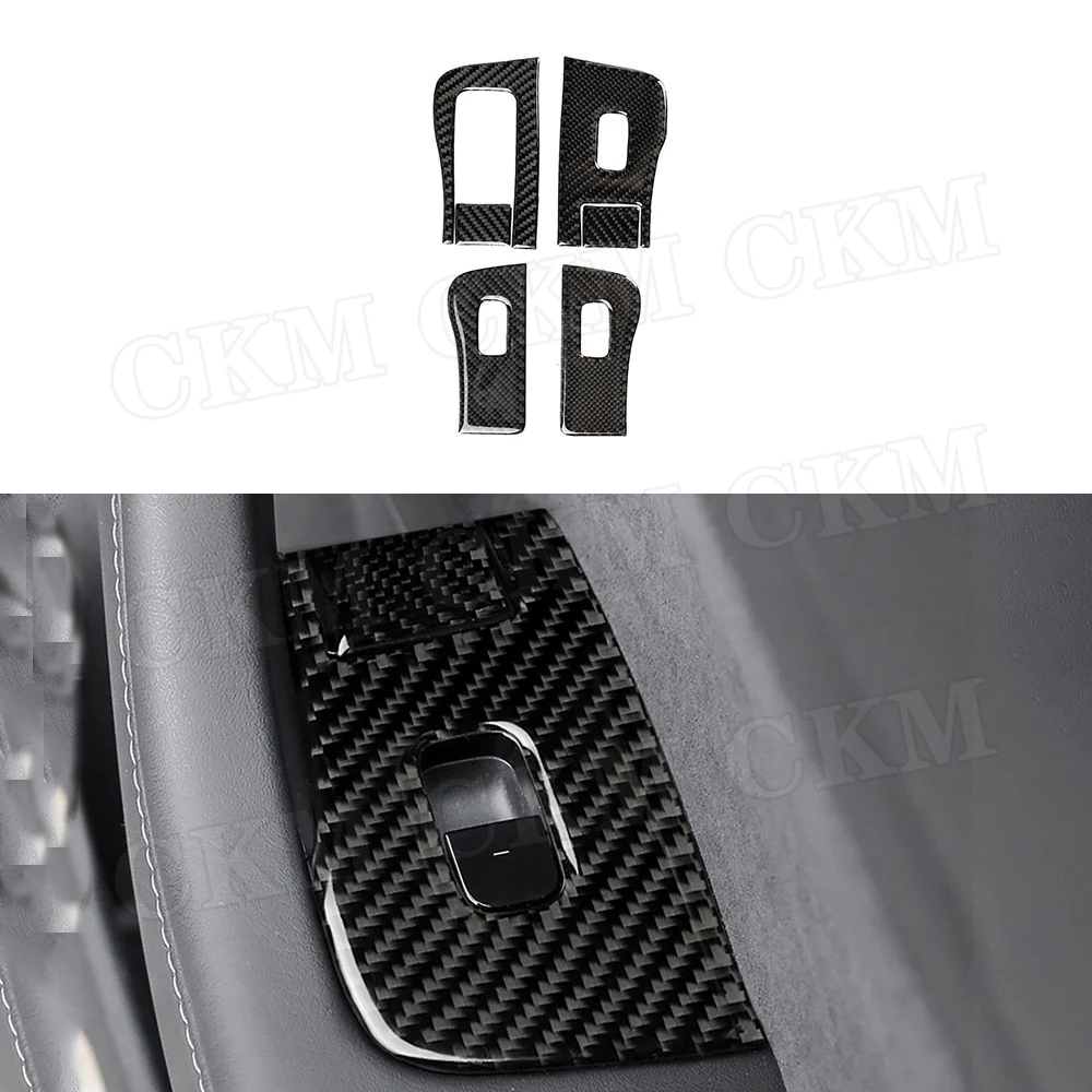 

Carbon Fiber Car Window Lifter Switch Button Trim Frame Cover Stickers For Tesla Model 3 2017-2019