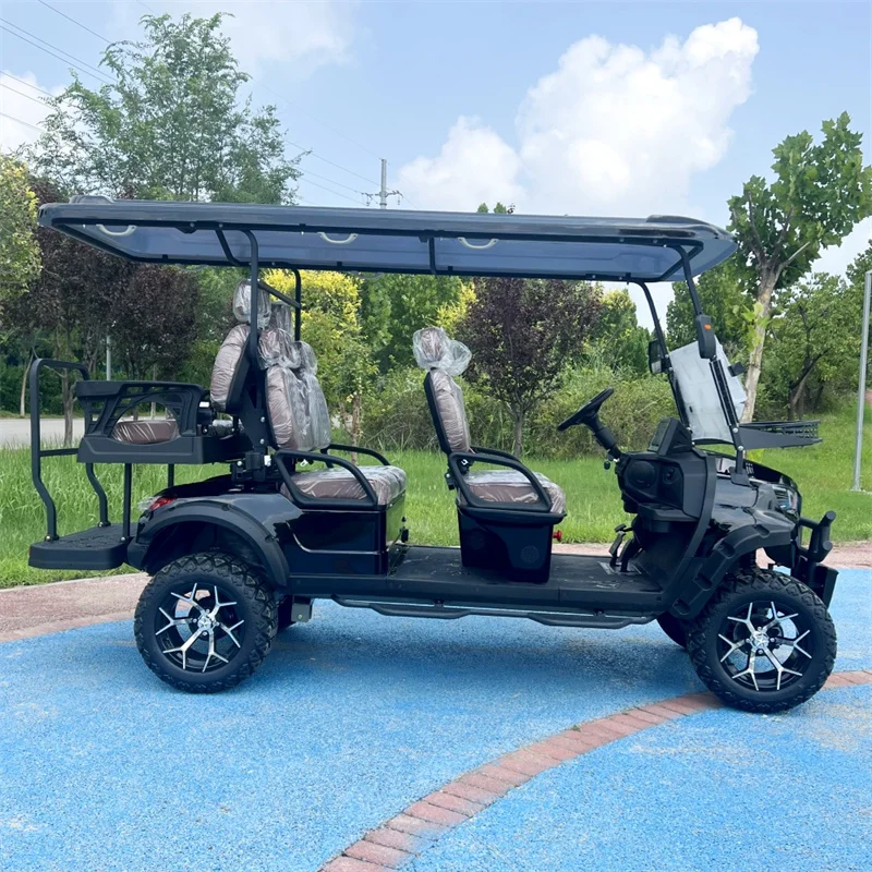 Hot Selling Tourist Car Solar Panel Electric Golf Cart 4 Wheel Disc Brake Best 4+2 Seaters 48V/60V/72V 5000W Lithium Battery