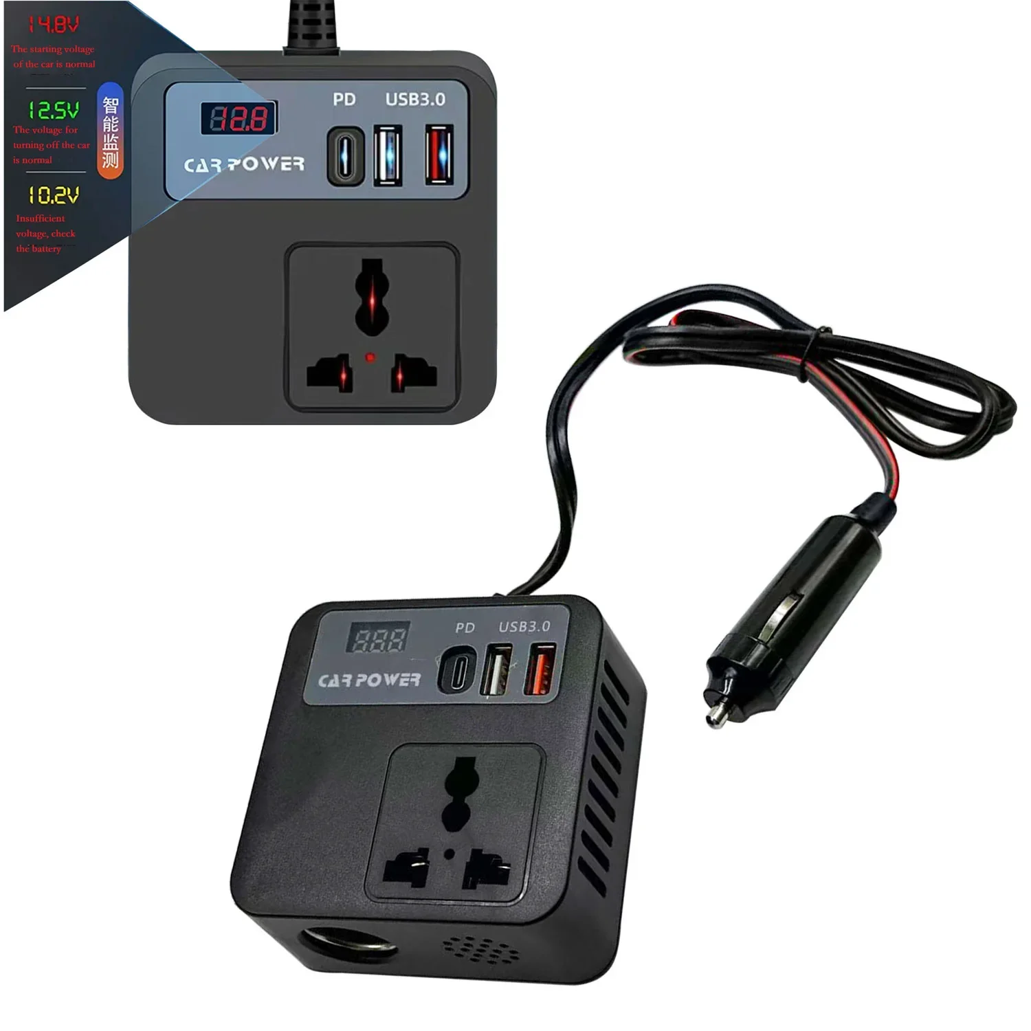 Multi Function Car Inverter 12V 24V To 110V 220V For Truck RV SUV With USB Port Power Board Converter High Temp Resistance