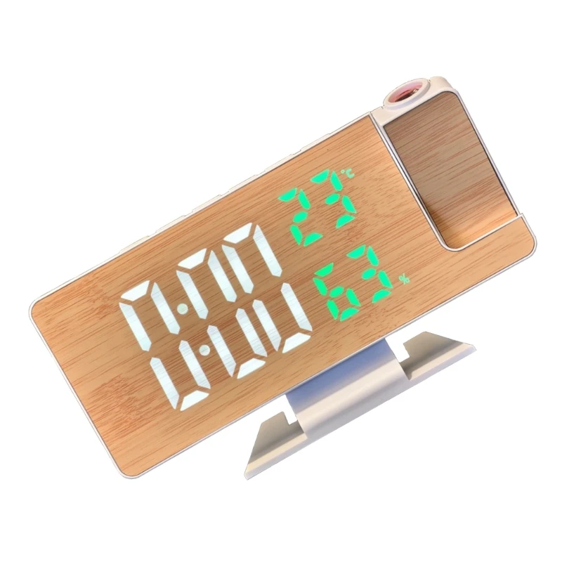 Multifunctional Pattern LED Projection Alarm Clock with Large Screen Temperature Humidity Display for Home Office