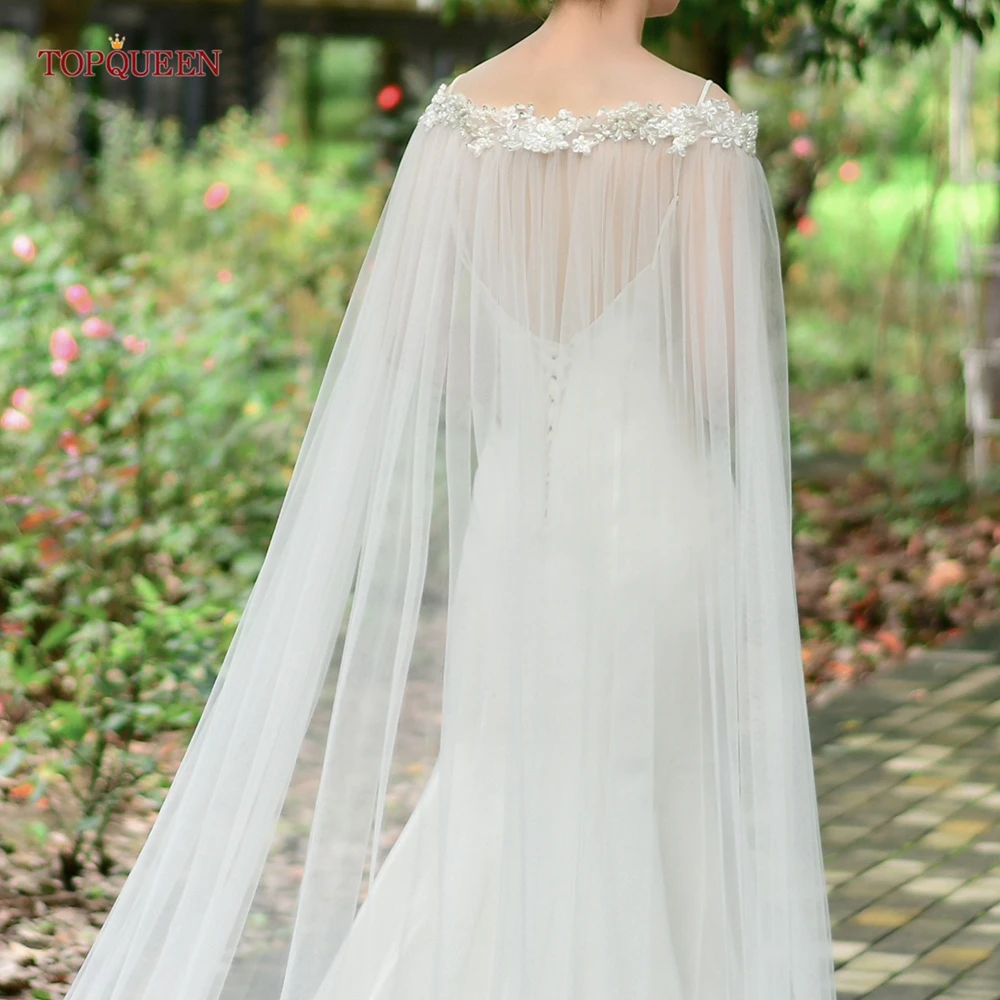 TOPQUEEN G26 Long Wedding Veil Shawl Bridal Wedding Jacket Bolero Church Shawl Lace  DIYBolero Wedding Summer Cape Wedding Cloak