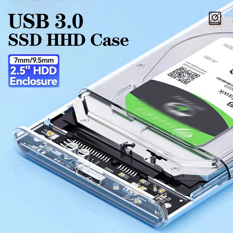 محول USB C USB 3.0 / 3.1 إلى SATA III HDD مقاس 2.5 بوصة حاوية القرص الصلب الخارجي 5 جيجابت في الثانية أداة مجانية حافظة القرص الصلب الخارجي الشفاف