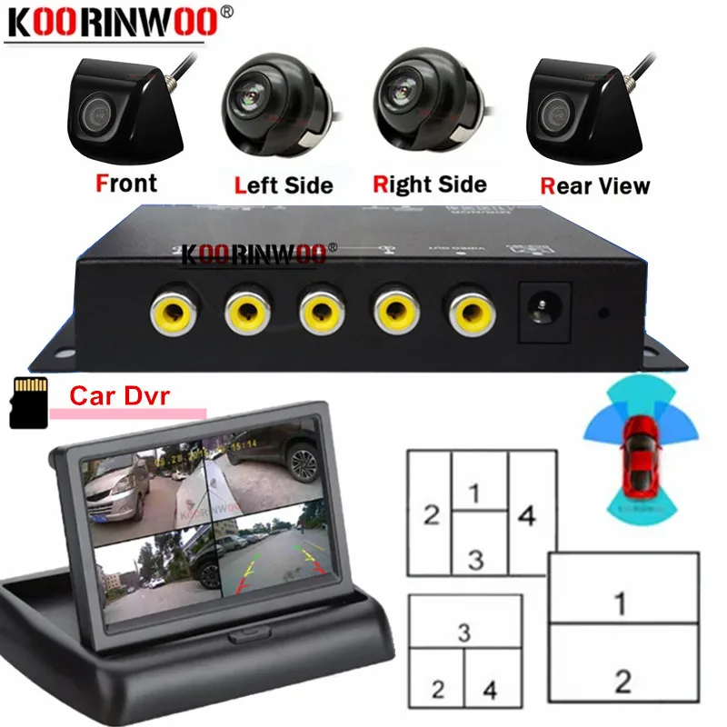 OOWLIVEE Smart System For Car 360 Car DVR Cycling Recorder 4 Channel Side View Surveillance Camera Front Mirror Car Accessories