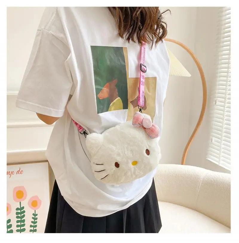 Sanrio Hello Kitty Mini Shoulder Bag Kawaii Cartoon Messenger Plush Earphone Bag Girl Kids Cute Children's Birthday Present