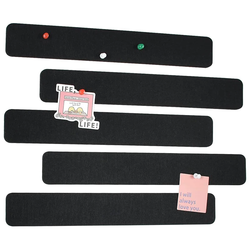 5pcs Board Felt Wall Strip 50pcs Pins Cork Pictures Notice Tack Bulletin Message Strip Notes Bar Tiles Display Self Memo Hanging