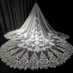 Voile de mariage en dentelle unique blanc cassé, voile de luxe pour patients cathédrale, accessoires de mariage