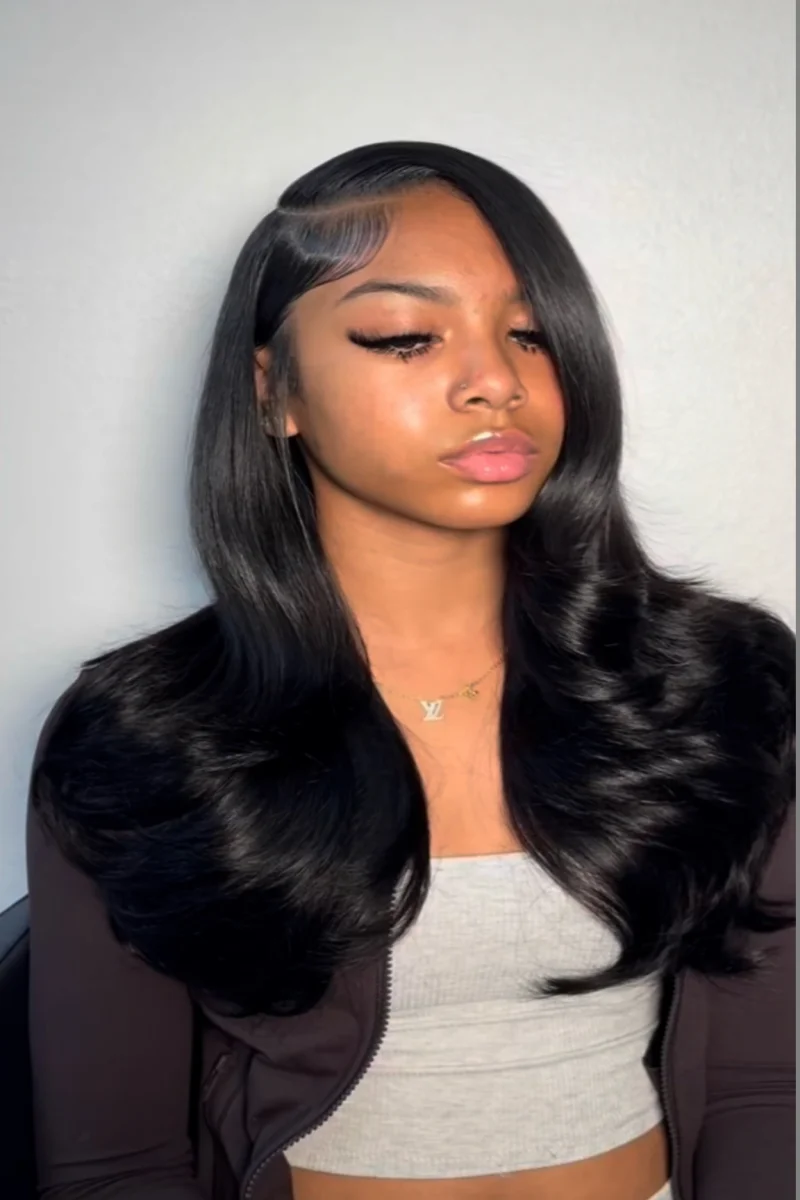 Bone Straight Brazilian human hair wig 32 Inches 200 Density 13x4 HD lace front wig 360 Lace Wig Pre Plucked For African American Ladies