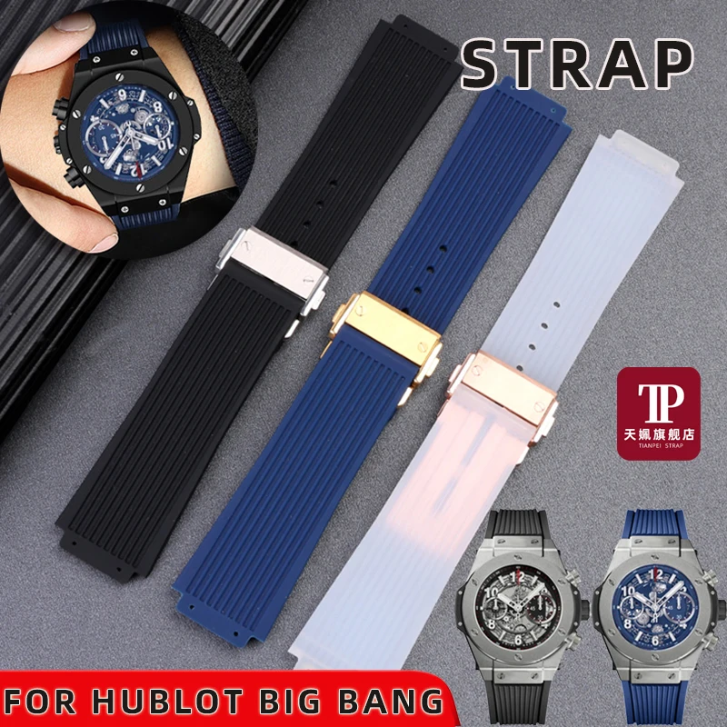 17mm 19mm Silicone Rubber Watchband Applicable for Hublot BIG BANG Black Men Strap With Butterfly Buckle Tools Watch Accessories