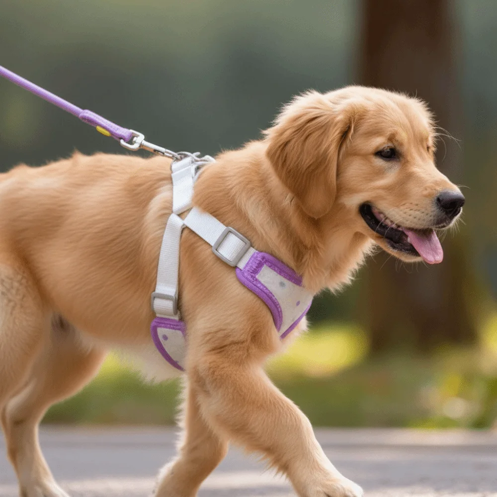 

Набор: шлейка-поводок для собак с двойным креплением, дышащая сетка, мягкая подкладка, нагрудный ремень, сумка-органайзер для лакомств (цвет: фиолетовый)