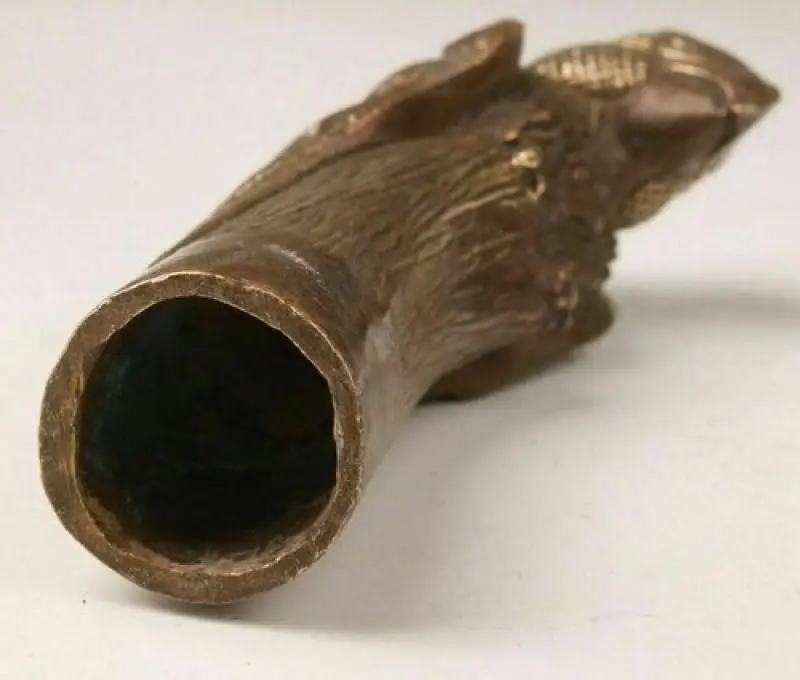Old Carving Bronze Lifelike Eagle Parrot Statue Cane Head Walking Stick Head