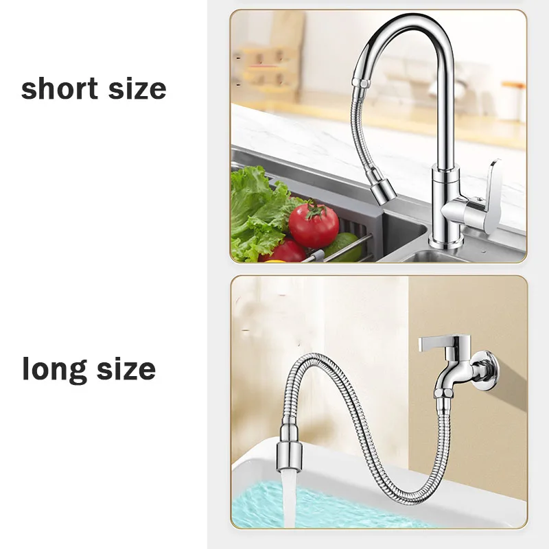 360° Rotation Faucet Extender 12/20/30/50cm Anti-Splash Nozzle Aerator Stainless Steel Sink Extension Hose Bendable 1/2 Modes