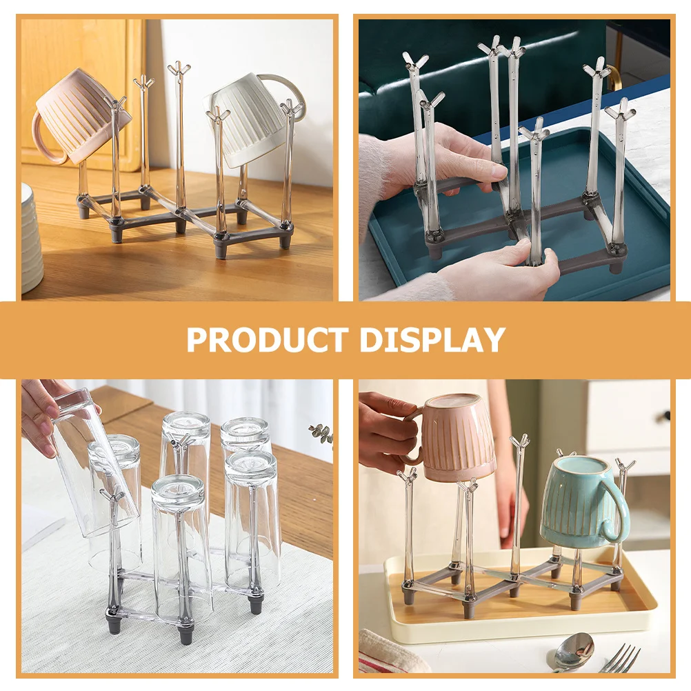 

Desktop Cup Holder Retractable Drying Rack For Mugs Glasses Wine Cups Storage Organizer Drain Rack Kitchen Coffee Table