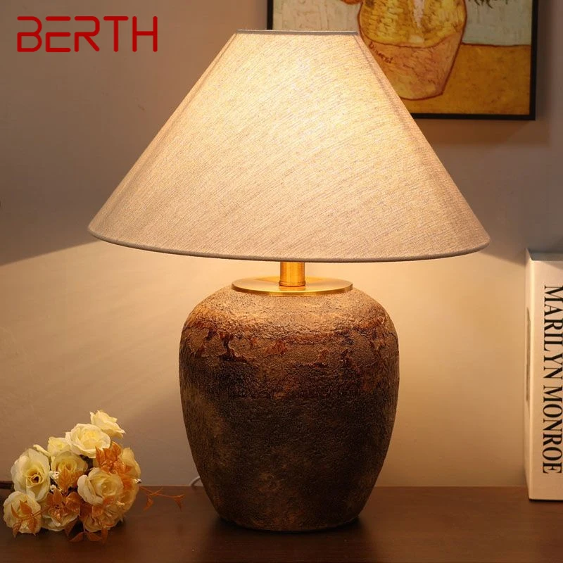 

BERTH Nordic Ceramic Table Lamp Modern Art Living Room Bedroom Study Villa LED Originality Desk Light