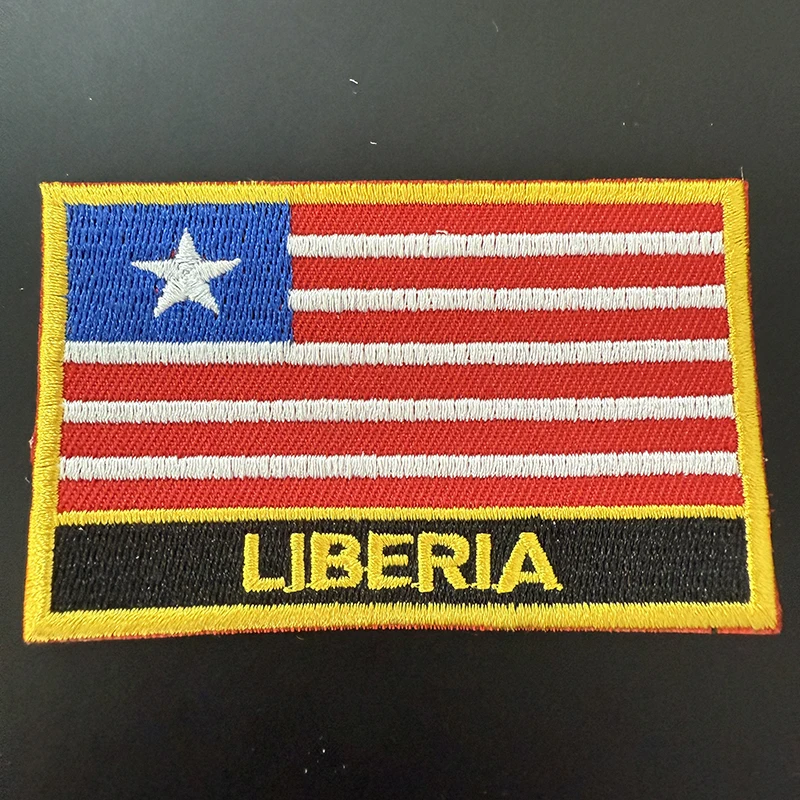 

Liberia Flag Embroidery Patches Iron on Saw on Transfer patches Sewing Applications for Clothes in Home&Garden
