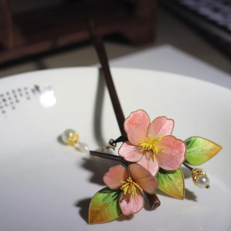 Heritage Silk Thread Filigree Velvet Flower Tassel Hairpin for Cheongsam Hanfu Morning Robe Ancient Style Adornment Women Gift