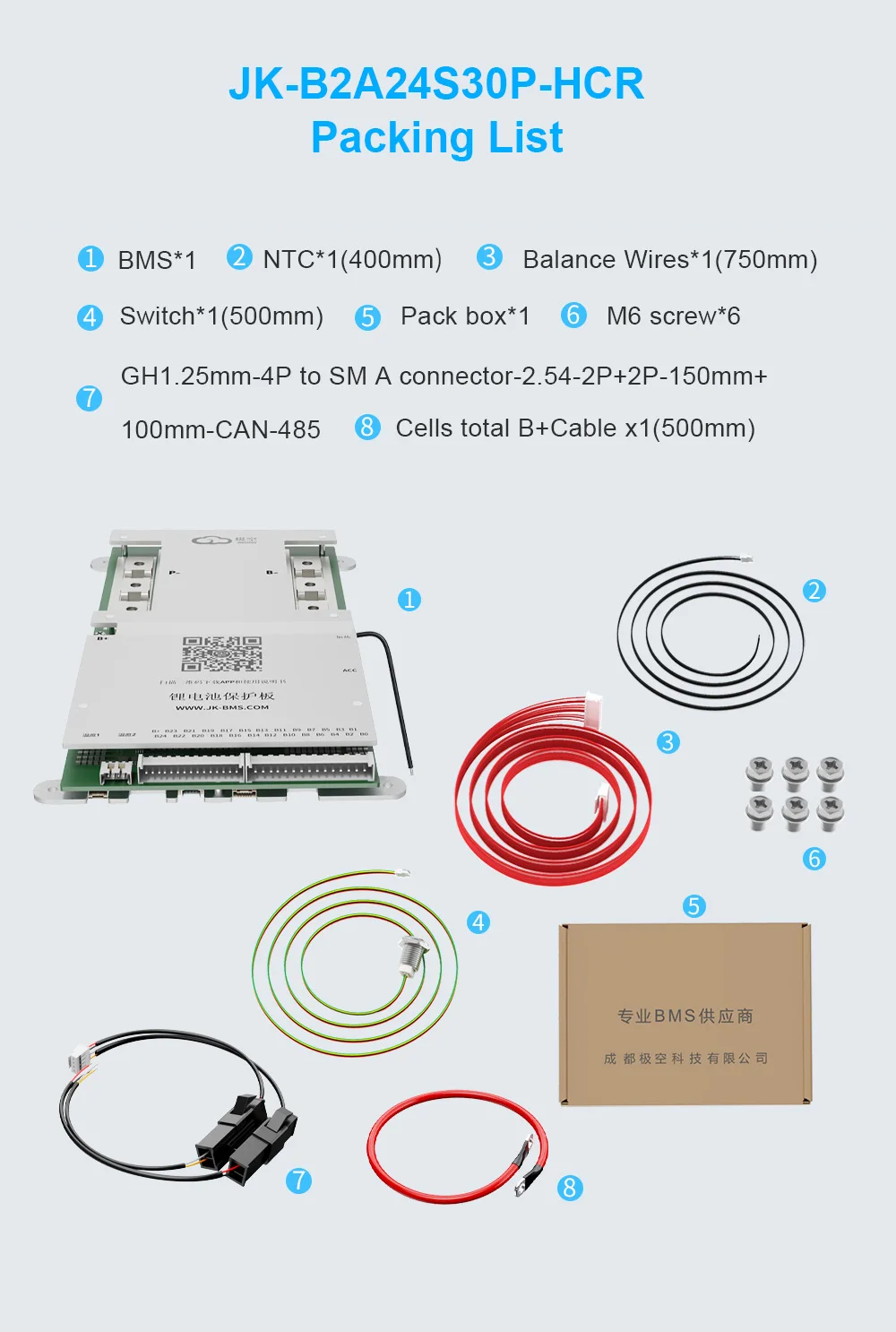 JK BMS V19 BMS 4S 8S 16S 24S 32S 100A 150A 200A 300A HEAT CAN RS485 BT LCD Li-Ion/ Lifepo4/ LTO Batterie 0,6-2A Aktiver Balancer – Detail 19
