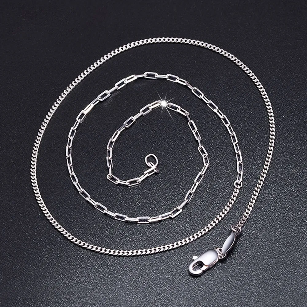 

Real Pure Platinum 950 Chain Women Lucky Curb Long Square Cable O Link Necklace 4.2-4.4g