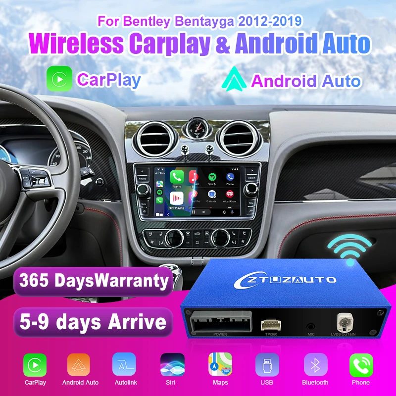 Wireless CarPlay Android Auto For Bentley Bentayga 2012-2019 Android Auto Airplay Mirror link Retrofit Multimedia Navigation Box