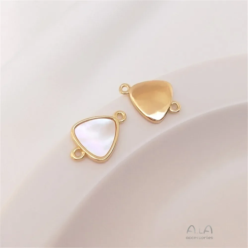 

14K Gold Plated Inlaid with sea color shell double ring pendant star moon butterfly DIY bracelet necklace accessories