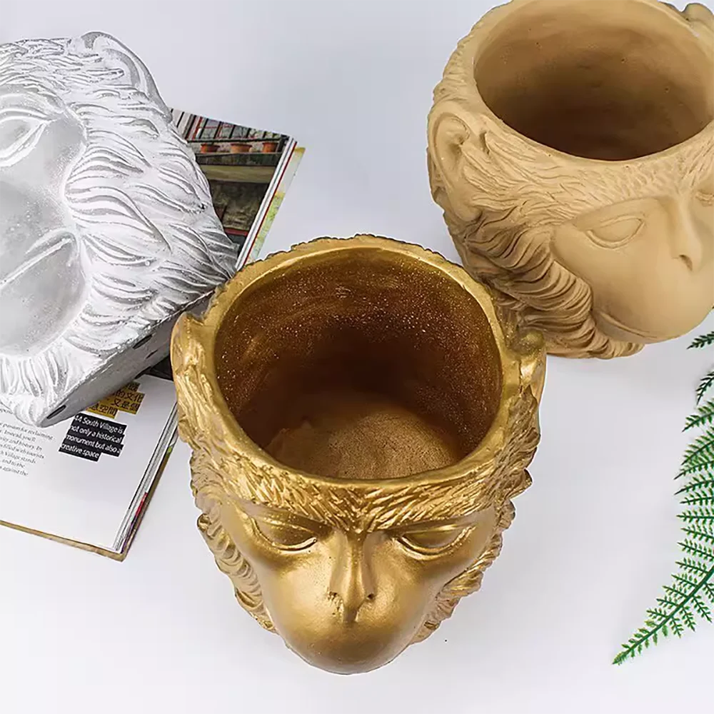 Silicone Mold for Monkey King Cement Planter – Creative Animal Flower Pot DIY Mold, Concrete Craft for Succulent, Garden Decor