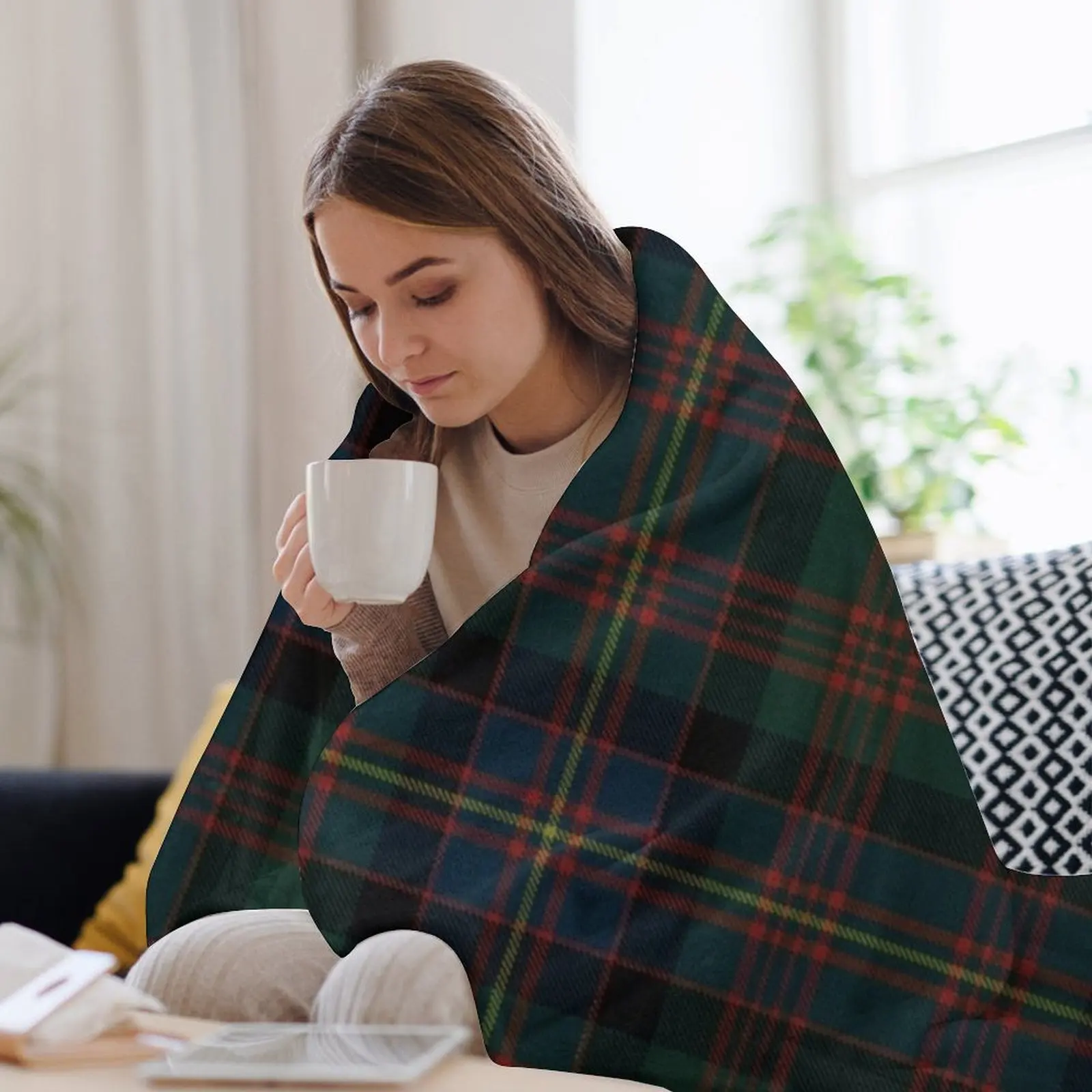 Cochrane الاسكتلندية الترتان رمي بطانية أريكة لحاف الفانيلا النسيج البطانيات الدافئة والبطانيات #3