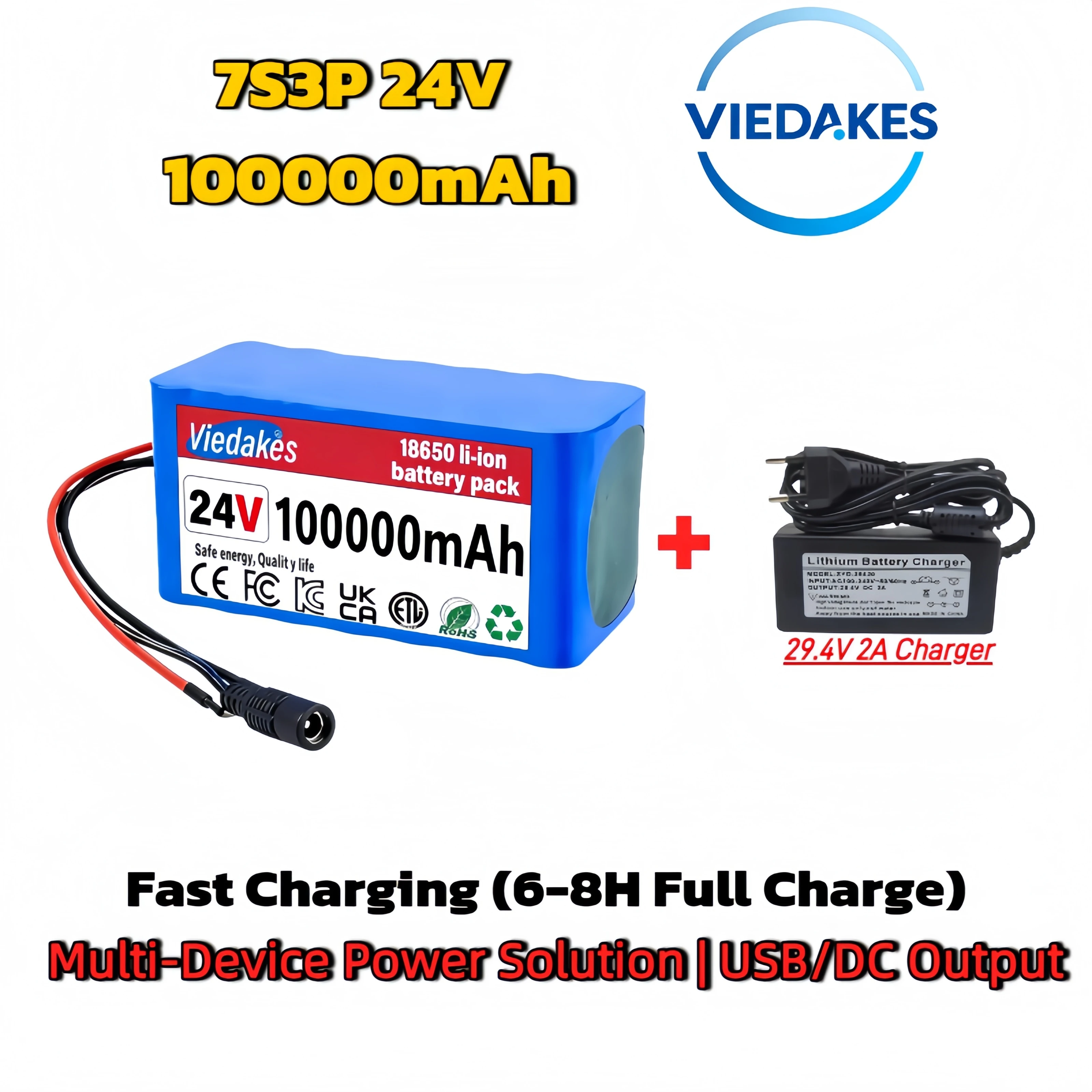 

High Stability Overcharge Protection 24V 7S3P 100000mAh Lithium-ion Battery Pack Solar Energy Storage UPS Outdoor Power System