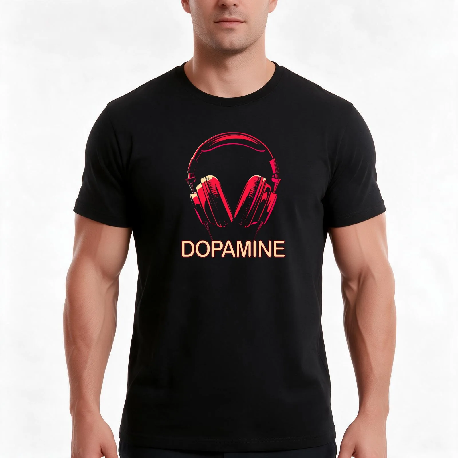 Dopamine music headphones dopamine booster T-Shirt Summer Casual Cotton Tee Oversized Streetwear Tops Vintage Graphic Print