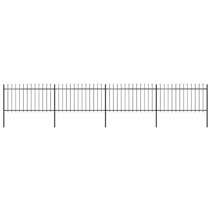 Clôture de jardin en acier à pointe de lance 714,5 x 100 cm noir Structure en acier durable et antirouille, polyvalente comme clôture de jardin ou comme panneau d'isolation, idéale pour la division des espaces extérieurs.