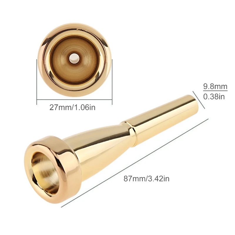 3C 5C 7C Gold Plated Metal Trumpet Mouthpiece Professional Bullet Shape Mouth pieces for Yamaha Bach Conn and King Trumpet