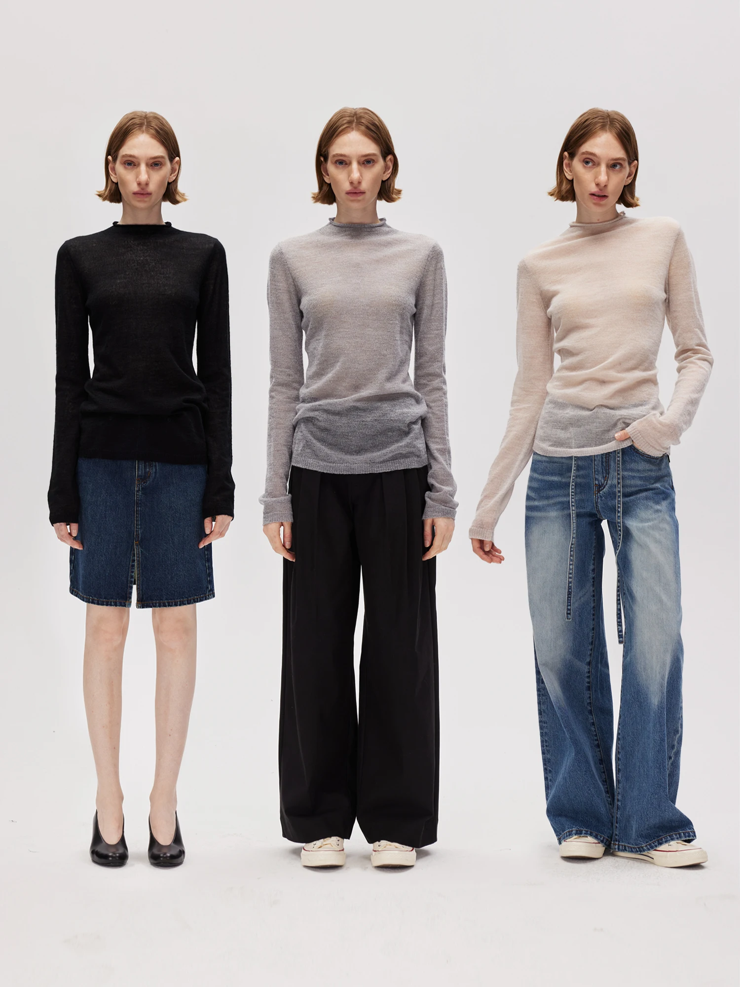 

Свитер Cleanfit 30R 90s с длинными рукавами, вязаный, осенняя коллекция, с воротником-стойкой, средней длины, из ультратонкой смесовой шерсти.