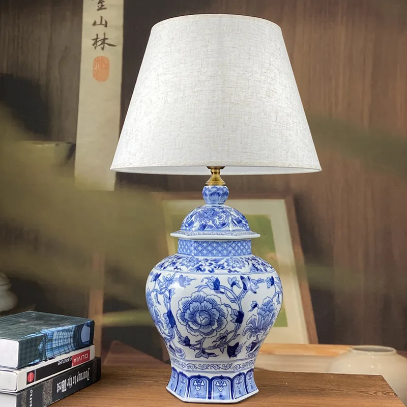 New Chinese Style Handmade Ceramic Floor Lamps Bedsides Table Desk Lights Living Room Teahouse Foyer Shelf Decorative Homestay