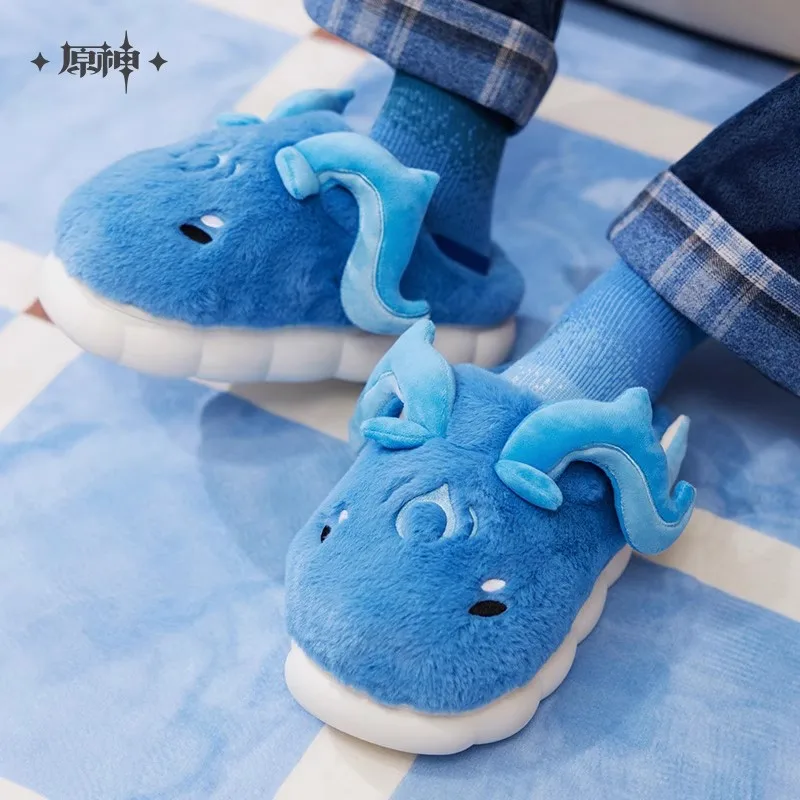 

miHoYo Official Game Neuvillette Slippers Genshin Impact Neuvillette Theme Plush Slippers Clothing Accessory Cosplay Xmas Gifts