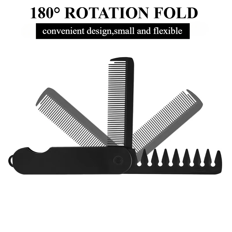 2 in 1 Folding Combs Plastic Wide Tooth Oil Head Comb Beard Combing Multifuncional Barber Hair Clipper Comb Styling Tools