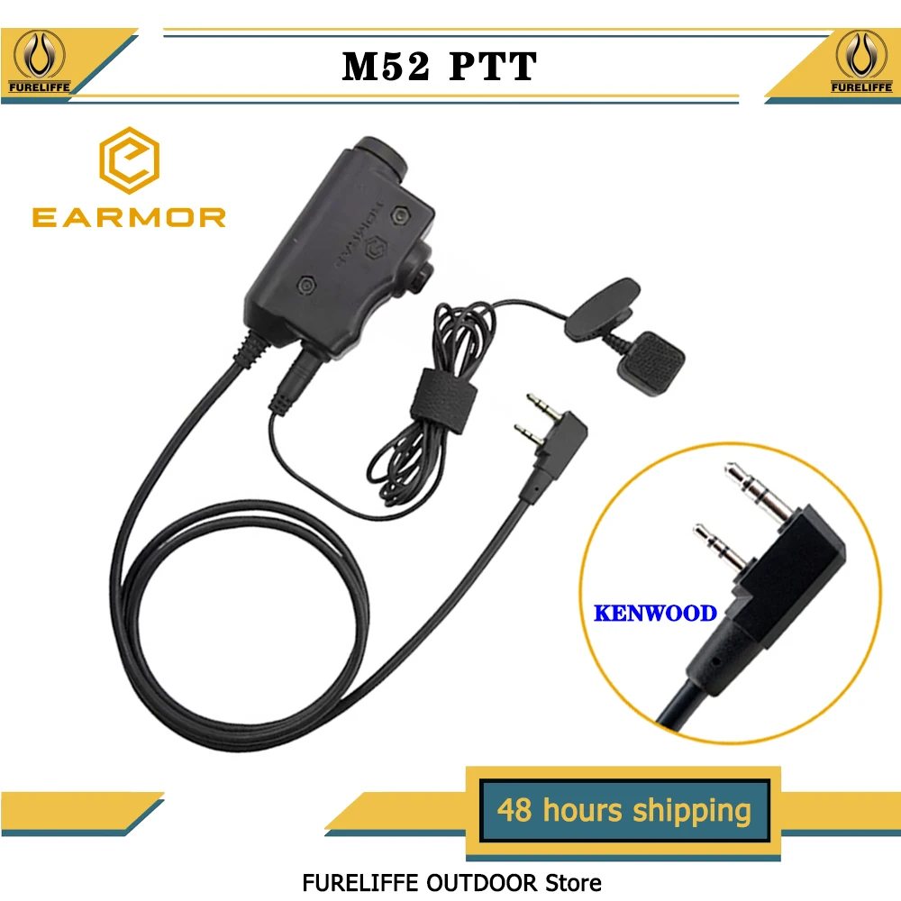 

EARMOR M52 Tactical PTT Adapter,Button Activated Push-To-Talk,Integrated Into M32/M32H Hearing Protector Communication Headsets