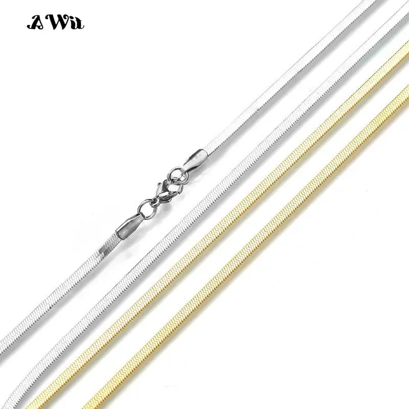 Awit Gold Color Bracelet For Women Men 3/4/5MM Simple Unisex Stainless Steel Charm Chains Punk Jewelry Wholesale/Dropshipping