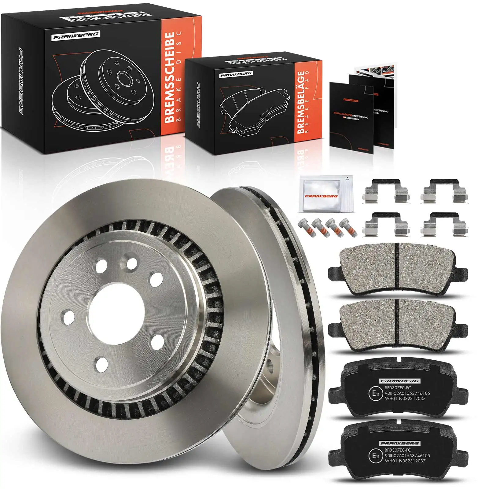 Frankberg 2x Bremsscheiben 4x Bremsbeläge Hinterachse für Volvo XC60 156 2.0L 2.4L 2.5L 3.0L 3.2L 2008-2019 30671574 31408670